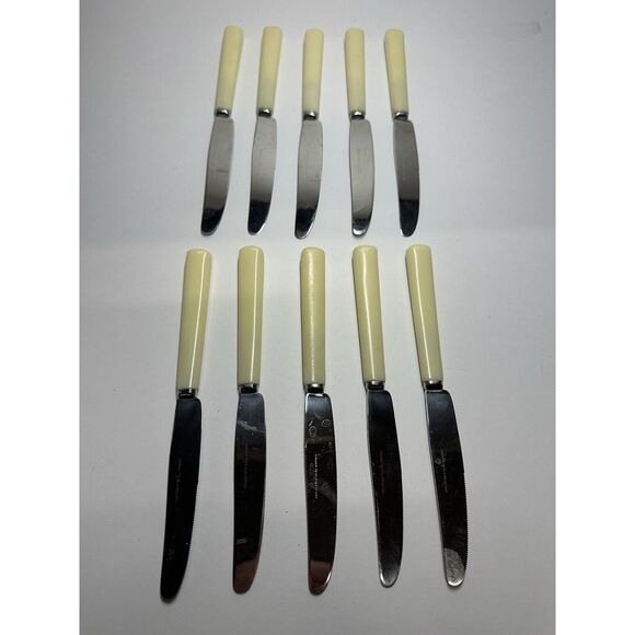 10 Pc VTG Rostfritt Stal Swedish Stainless Flatware Plastic‎ Handle Fruit Knives - Picture 1 of 5